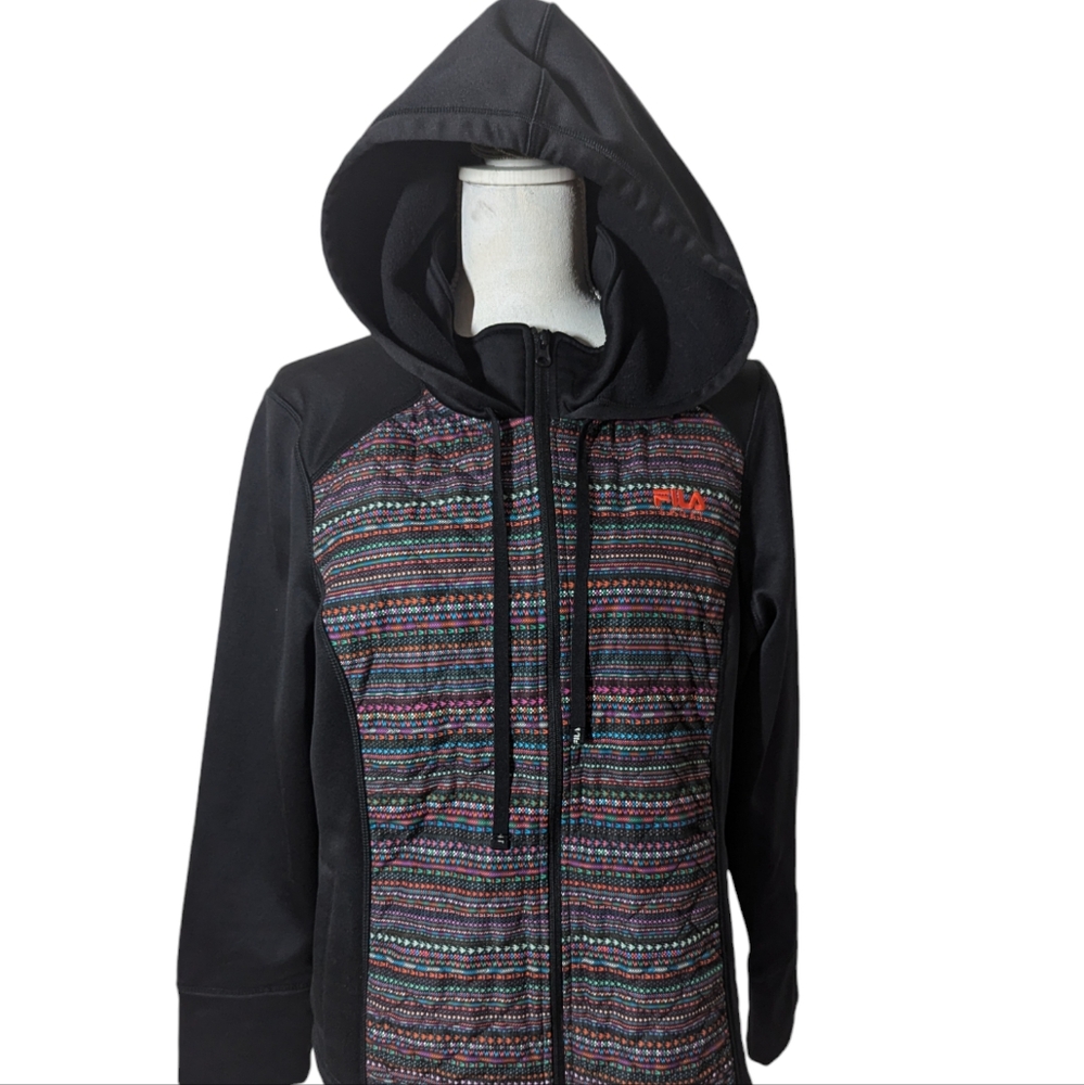 Women's Fila Runswift Printed Microfleece Front Zip Hoodie Jacket Size XL